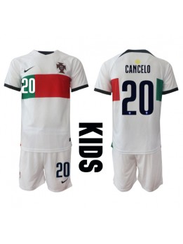 Portugal Joao Cancelo #20 Auswärts Trikotsatz für Kinder WM 2022 Kurzarm (+ Kurze Hosen)